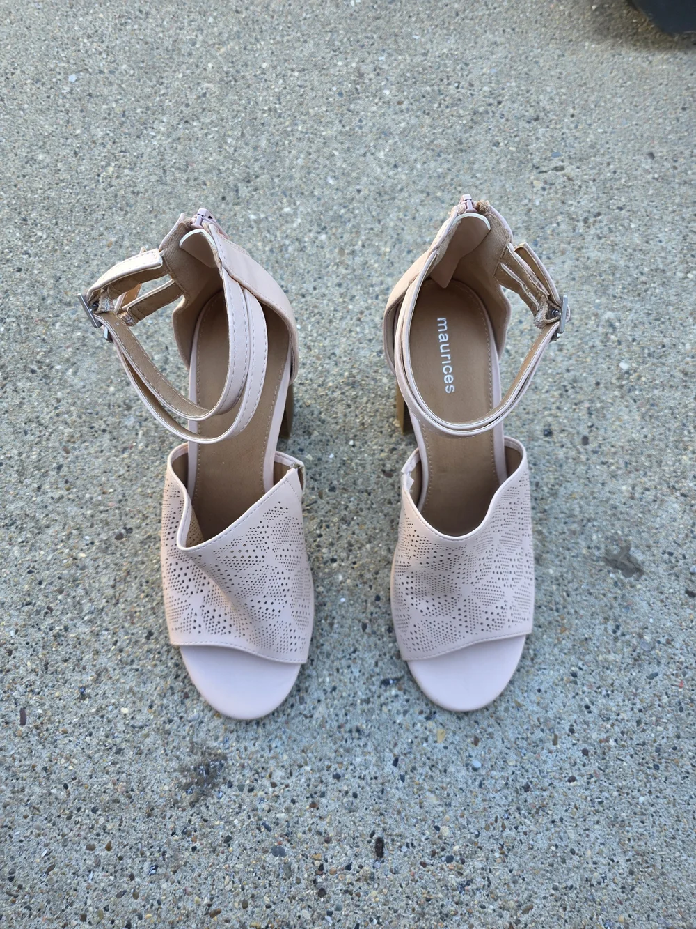 Maurices Light Blush Perforated Ankle Strap Sandals Women 9